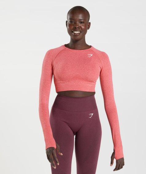 Women's Gymshark Vital Seamless 2.0 Cropped Tops Pink | NZ 3TCKQJ